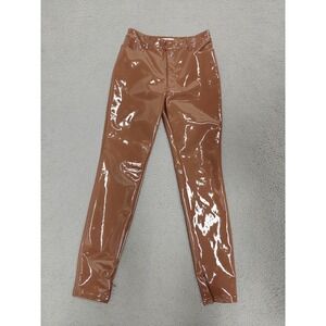 House Of CB Pants Womens Medium Brown Patent Fleece Lined Skinny Jegging